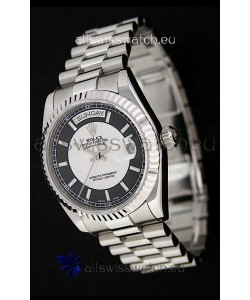 Rolex Day Date Just Japanese Replica Watch in Black & White Dial