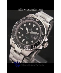 Rolex GMT Master II Swiss Replica Steel Watch in Black Dial