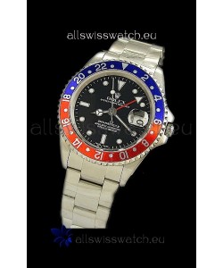 Rolex GMT Master II Swiss Replica Steel Watch in Red and Blue Bezel 