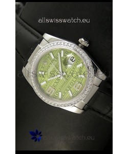Rolex Replica Datejust Swiss Replica Watch - 37MM - Black Strap Green Dial
