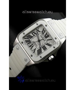 Cartier Santos Swiss Replica Automatic Watch in White Dial