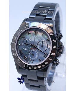 Rolex Daytona Cosmograph Project X Design Black Out Edition Series II Swiss Watch in Blue Pearl Dial 