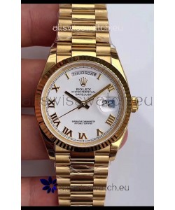 Rolex Day Date 36MM Yellow Gold M128238 in White Arabic Dial 1:1 Mirror Replica Watch