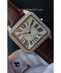 Cartier Santos Dumont 1:1 Swiss Replica Watch in Quartz Movement - Diamonds Bezel 