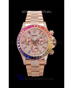 Rolex Daytona ICED OUT Rose Gold Watch Original Cal.4130 Movement - 1:1 Mirror 904L Steel Watch 