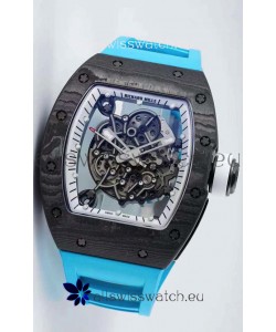 Richard Mille RM055 Forged Carbon Casing 1:1 Mirror Replica Watch in Blue Strap 