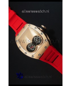 Richard Mille RM053 Tourbillon Pablo Mac Donough Pink Gold Case Red Strap Swiss Watch