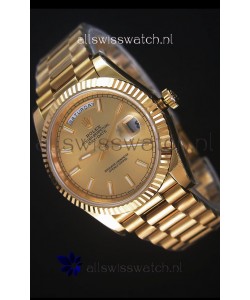 Rolex Day-Date 40MM Replica Watch in Gold Dial Stick Markers Cal.3255 Swiss Movement