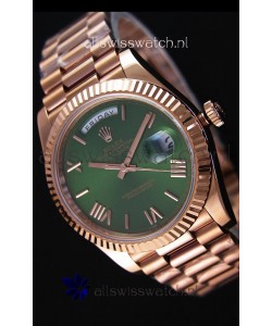 Rolex Day-Date 40MM Rose Gold in Green Dial with Roman Hour Numerals