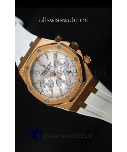 Audemars Piguet Royal Oak Chronograph Watch in Yellow Gold in Polished White Dial