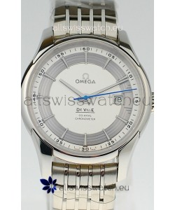 Omega Co Axial De Ville Hour Vision Swiss Replica Steel Watch in White Dial