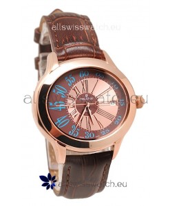 Audemars Piguet Millenary Hour and Minute Swiss Replica Rose Gold Watch in Brown Dial