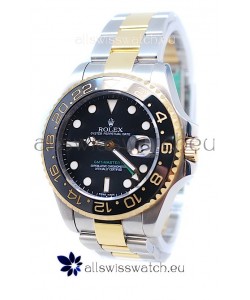 Rolex GMT Masters II 2011 Edition Swiss Replica Two Tone Watch in Black Cerarmic Bezel
