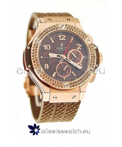 Hublot Big Bang 18K Pink Gold Casing Swiss Watch in Brown Dial