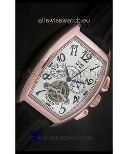 Franck Muller Tourbillon Japanese Replica Watch in Pink Rose Case 