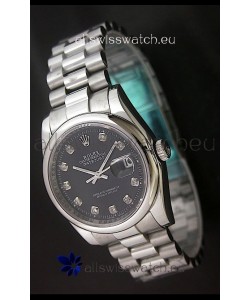 Rolex Datejust Oyster Perpetual Diamonds Japanese Watch in Black Dial