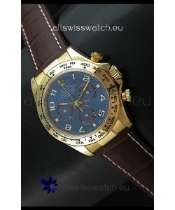 Rolex Daytona Cosmograph Swiss Replica Yellow Gold Watch in Blue Dial