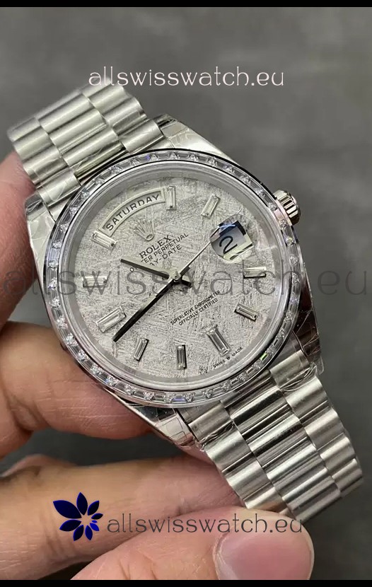 Rolex Day Date Presidential Stainless Steel Meteorite Dial Watch 40MM 1:1 Mirror Quality