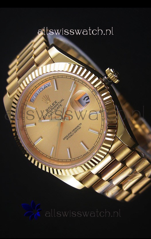 ALS2017-3279 Rolex Day-Date Yellow Gold Replica Watch 2836-2 Swiss Movement