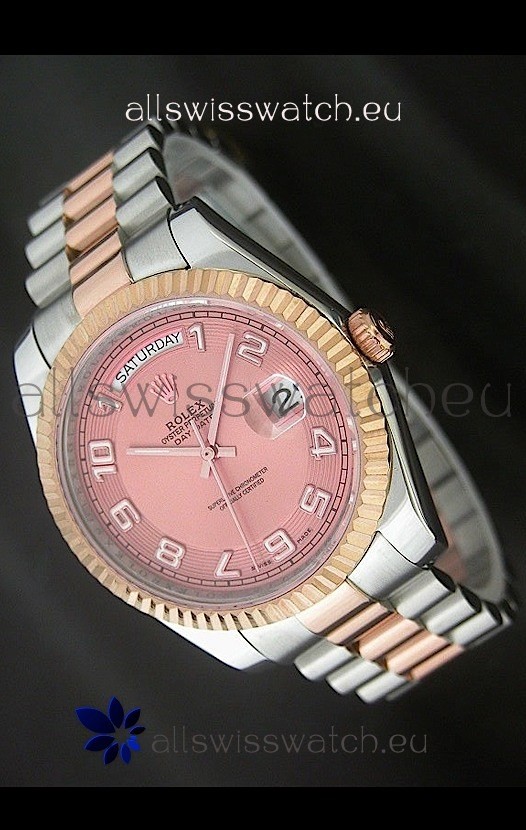 Oyster Perpetual Day Date II Japanese Replica Watch in Pink Dial for just 199 USD