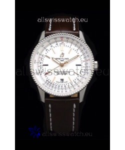 Breitling Navitimer 1 Automatic Swiss Replica Watch in White Dial - Leather Strap