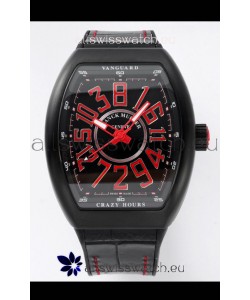 Franck Muller Vanguard Crazy Hours in DLC Coated Casing Black Dial Swiss Replica Watch 