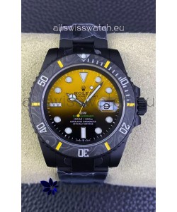 Rolex Submariner DiW Special Edition Watch in DLC Coating Carbon Bezel Yellow Dial 