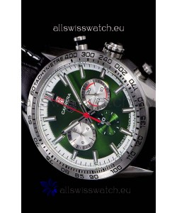 Tag Heuer Carrera Swiss Quartz Movement Replica Watch in Green Dial - Black Leather Strap