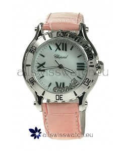 Chopard Happy Sport Diamonds Edition Replica Watch in Pink Strap