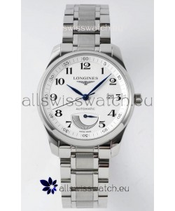 Longines Master Collection Automatic Power Reserve White Dial Swiss Replica Watch Steel Strap