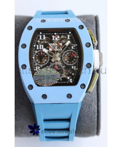 Richard Mille RM011 Blue Ceramic Casin Blue Rubber Strap 1:1 Mirror Swiss Replica Watch 