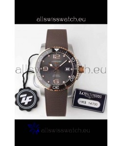 Longines HydroConquest 1:1 Swiss Replica Watch in Grey Dial Rubber Strap Rose Gold Bezel