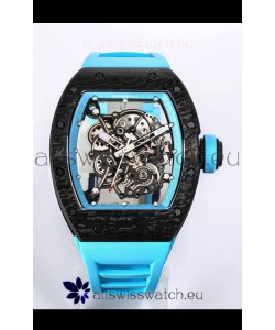 Richard Mille RM055 Black Carbon Casing 1:1 Mirror Replica Watch in Blue Strap