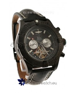 Breitling Chronometre Tourbillon Japanese Replica Watch in Black Strap